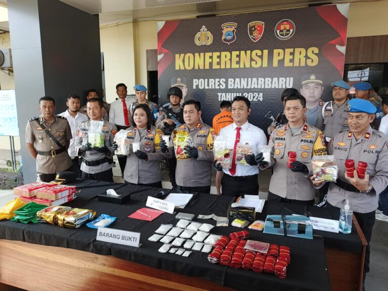 POLRES BANJARBARU GAGALKAN PEREDARAN SABU 9,6 KILOGRAM DAN RIBUAN OBAT TERLARANG