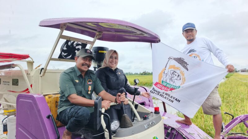 TURUNKAN COMBINE DAN CRAWLER, HJ HELDA RINA SUNTIK SEMANGAT PETANI MILENIAL DI TATAH MAKMUR