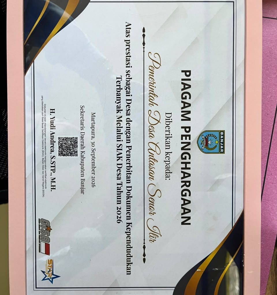 TERTIB ADMINISTRASI KEPENDUDUKAN, DESA ANTASAN SENOR ILIR SABET PENGHARGAAN SIAK DESA 2026 1 1001575373